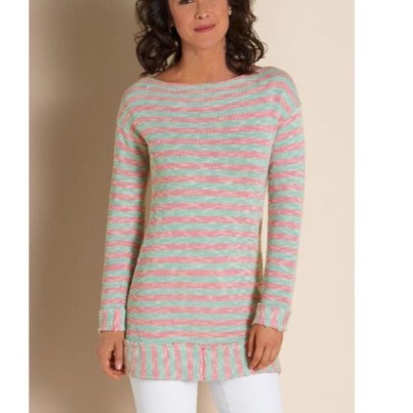 Soft Surroundings Marina Pullover Tunic Medium Raw edge Beach Vacation - Picture 1 of 10